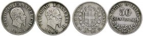SAVOIA - Vittorio Emanuele II Re d'Italia (1861-1878) - 50 Centesimi 1863 M Stemma Pag. 525; Mont. 215 NC AG Assieme a 50 cent. 1863 M valore - Lotto ...