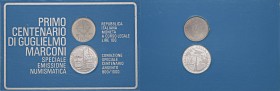 REPUBBLICA ITALIANA - Repubblica Italiana (monetazione in lire) (1946-2001) - 500 Lire 1974 - Marconi Mont. 3 NI In cartoncino Assieme a medaglia in A...