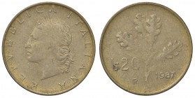 REPUBBLICA ITALIANA - Repubblica Italiana (monetazione in lire) (1946-2001) - 20 Lire 1987 NC BT Conio centrale evanescente da entrambi i lati
BB+