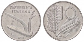 REPUBBLICA ITALIANA - Repubblica Italiana (monetazione in lire) (1946-2001) - 10 Lire 1981 Mont. 32 NC IT Asse spostato di 45°
qSPL