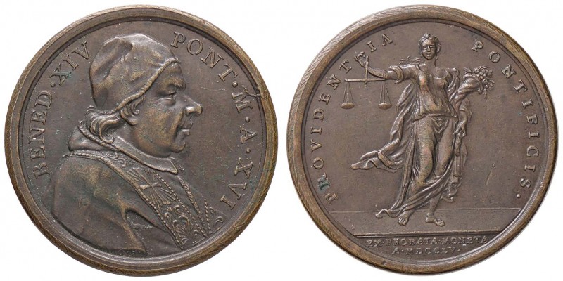 MEDAGLIE - PAPALI - Benedetto XIV (1740-1758) - Medaglia 1755 A. XVI - Provviden...