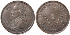 MEDAGLIE - PAPALI - Pio VII (1800-1823) - Medaglia A. II Patr. 7 AE Opus: Hamerani Ø 37 Fratture di conio al d.
bello SPL