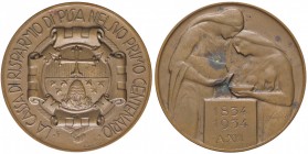 MEDAGLIE - CITTA' - Pisa - Medaglia 1934 A. XIII - Primo cententenario della cassa di risparmio AE Ø 60 Ossidazioni al R/
qSPL