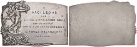 MEDAGLIE - CITTA' - Recanati - Medaglia 1926 AG mm 53 x79
SPL
