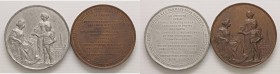 MEDAGLIE - CITTA' - Torino - Medaglia 1898 - 50° Scuole tecniche operaie AE Opus: Johnson Ø 62 Assieme a esemplare in ZI - Lotto di 2 medaglie
med. S...