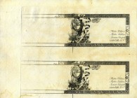CARTAMONETA - SARDO-PIEMONTESE - Regie Finanze - 100 Lire RR foglio di 2 esemplari completi di matrice Ingiallimenti
SPL