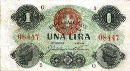 CARTAMONETA - SARDO-PIEMONTESE - Banca Nazionale nel Regno d'Italia - Lira 20/01/1869 Gav. 140 R Galliano/Nazari
BB+