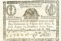CARTAMONETA - STATO PONTIFICIO - Repubblica Romana Assegnati (1798) - 10 Paoli Anno 7 Gav. 68 Galli (retro cerchio)
SPL