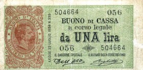 CARTAMONETA - BUONI DI CASSA - Umberto I (1878-1900) - Lira 15/09/1894 - Serie 53-67 Alfa 4; Lireuro 2B RRR Dell'Ara/Righetti Lievi restauri
meglio d...