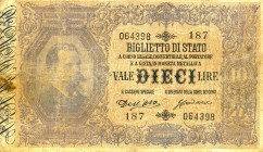 CARTAMONETA - BIGLIETTI DI STATO - Umberto I (1878-1900) - 10 Lire 16/07/1883 - Serie 1-240 Alfa 70; Lireuro 15A RRRR Doppia effige - Dell'Ara/Crodara...