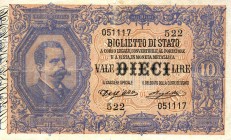CARTAMONETA - BIGLIETTI DI STATO - Umberto I (1878-1900) - 10 Lire 25/10/1892 - Serie 491-970 Alfa 74; Lireuro 16C RR Dell'Ara/Righetti
qBB