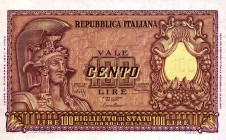 CARTAMONETA - BIGLIETTI DI STATO - Repubblica Italiana (monetazione in lire) (1946-2001) - 100 Lire - Italia elmata 31/12/1951 Alfa 427; Lireuro 24A B...
