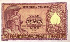 CARTAMONETA - BIGLIETTI DI STATO - Repubblica Italiana (monetazione in lire) (1946-2001) - 100 Lire - Italia elmata 31/12/1951 Alfa 428; Lireuro 24B D...