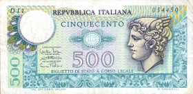 CARTAMONETA - BIGLIETTI DI STATO - Repubblica Italiana (monetazione in lire) (1946-2001) - 500 Lire - Mercurio 14/02/1974 Alfa 555; Lireuro 26A Miconi...