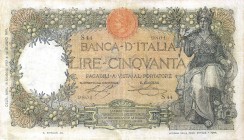 CARTAMONETA - BANCA d'ITALIA - Vittorio Emanuele III (1900-1943) - 50 Lire 18/05/1917 - Buoi Alfa 213; Lireuro 4D RR Stringher/Sacchi Lievi restauri
...