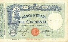 CARTAMONETA - BANCA d'ITALIA - Vittorio Emanuele III (1900-1943) - 50 Lire - Fascetto con matrice 02/06/1928 Alfa 170; Lireuro 5/6 Stringher/Sacchi
q...
