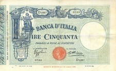 CARTAMONETA - BANCA d'ITALIA - Vittorio Emanuele III (1900-1943) - 50 Lire - Fascetto con matrice 12/12/1934 Alfa 191; Lireuro 5/27 Azzolini/Cima
qBB