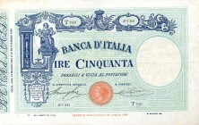 CARTAMONETA - BANCA d'ITALIA - Vittorio Emanuele III (1900-1943) - 50 Lire - Fascetto con matrice 16/03/1927 Alfa 167; Lireuro 5/3 Stringher/Sacchi Re...