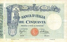 CARTAMONETA - BANCA d'ITALIA - Vittorio Emanuele III (1900-1943) - 50 Lire - Fascetto con matrice 17/07/1933 Alfa 186; Lireuro 5/22 Azzolini/Cima Liev...