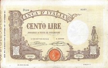 CARTAMONETA - BANCA d'ITALIA - Vittorio Emanuele III (1900-1943) - 100 Lire - Barbetti con matrice 22/01/1919 Alfa 302a; Lireuro 15/30 Canovai/Sacchi ...