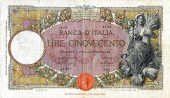 CARTAMONETA - BANCA d'ITALIA - Vittorio Emanuele III (1900-1943) - 500 Lire - Capranesi 06/06/1929 - Fascio I° tipo Alfa 504; Lireuro 29E R Stringher/...