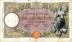 CARTAMONETA - BANCA d'ITALIA - Vittorio Emanuele III (1900-1943) - 500 Lire - Capranesi 15/07/1941 - Fascio I° tipo Alfa 524; Lireuro 29X Azzolini/Urb...