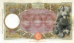 CARTAMONETA - BANCA d'ITALIA - Vittorio Emanuele III (1900-1943) - 500 Lire - Capranesi 17/06/1935 - Fascio I° tipo Alfa 510; Lireuro 29K Azzolini/Cim...