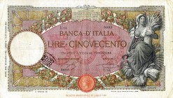 CARTAMONETA - BANCA d'ITALIA - Vittorio Emanuele III (1900-1943) - 500 Lire - Capranesi 21/06/1928 - Fascio I° tipo Alfa 503; Lireuro 29D Stringher/Sa...