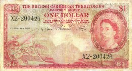 CARTAMONETA ESTERA - CARAIBI (TERRITORI BRITANNICI) - Elisabetta II (1952) - Dollaro 02/01/1957 Pick 7
MB-BB