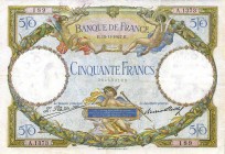 CARTAMONETA ESTERA - FRANCIA - Terza Repubblica (1870-1940) - 50 Franchi 15/11/1927 Parte del bordo in alto è ricomposto
MB-BB