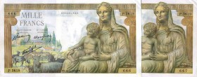 CARTAMONETA ESTERA - FRANCIA - Governo di Vichy (1940-1944) - 1.000 Franchi 28/01/1943 Kr. 102 Lotto di 2 esemplari con numeri seguenti
SPL+