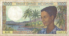 CARTAMONETA ESTERA - ISOLE COMORES - Repubblica - 1.000 Franchi 1976
BB