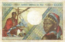 CARTAMONETA ESTERA - MALI - Repubblica - 10.000 Franchi Lievi restauri
BB
