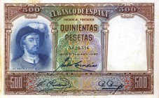 CARTAMONETA ESTERA - SPAGNA - Seconda repubblica spagnola (1931-1939) - 500 Pesetas 25/04/1931 Kr. 84 Ingiallimenti
SPL