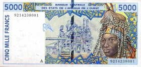CARTAMONETA ESTERA - STATI DELL'AFRICA DELL'OVEST - 5.000 Franchi (1992-2003) A Pick 113A Costa d'Avorio
SPL+