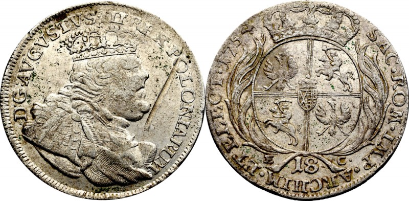 Augustus III (1733-1763)
 August III Sas, Ort 1754 Atrakcyjny egzemplarz w obus...
