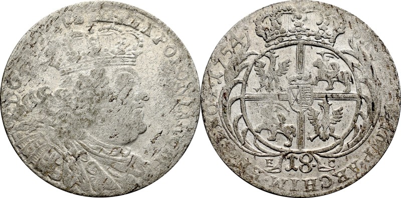 Augustus III (1733-1763)
 August III Sas, Ort 1754 Efraimek - kropka po dacie i...