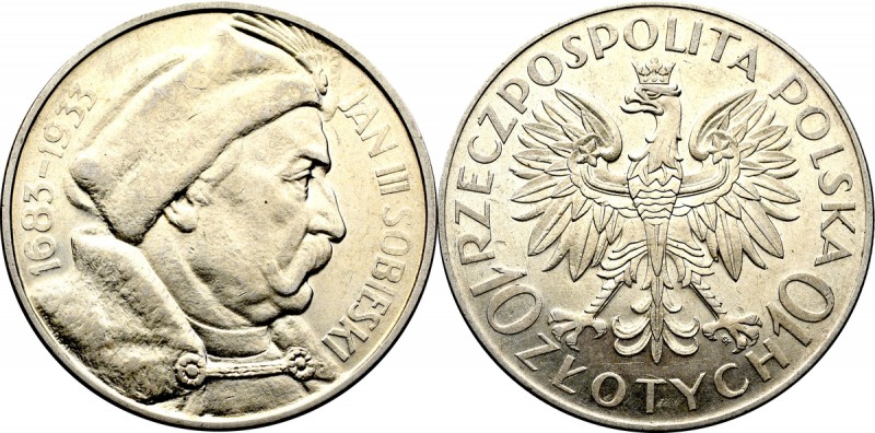 10 złotych
 II Rzeczpospolita, 10 złotych 1933 Sobieski Rewelacyjny połyskowy e...