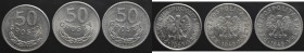 PRL, zestaw 50 groszy 1949-1965 (3 sztuki)