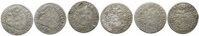 Silesia, Leopold I, set 3 x 3 kreuzer 1666 - 1669