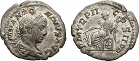 Roman Empire, Elagabal, Denarius - legend overstriked