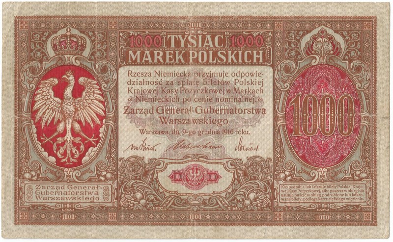 Polish marks 1916-1923
 II RP, 1000 marek polskich 1916, Generał Poprawny obieg...