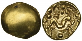 Ambiani, gold stater, 1st century BC, blank, rev., disjointed horse right, 6.13g (DT 241; LT 8710; ABC 16), extremely fine

Estimate: GBP 400 - 500
