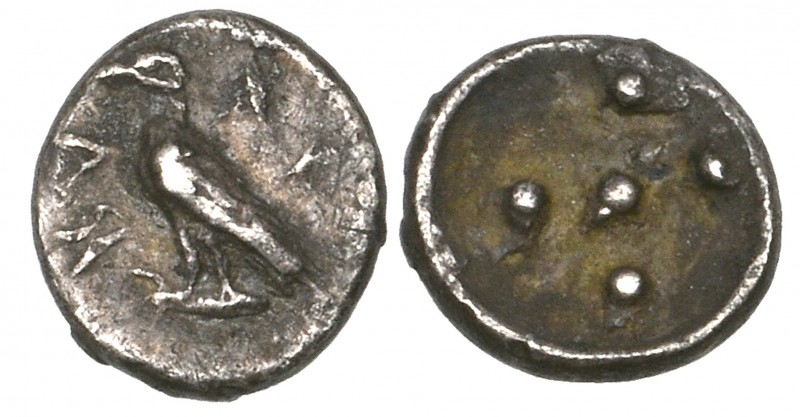 Sicily, Akragas, pentonkion, c. 470-450 BC, AKPA, eagle standing left, rev., fiv...