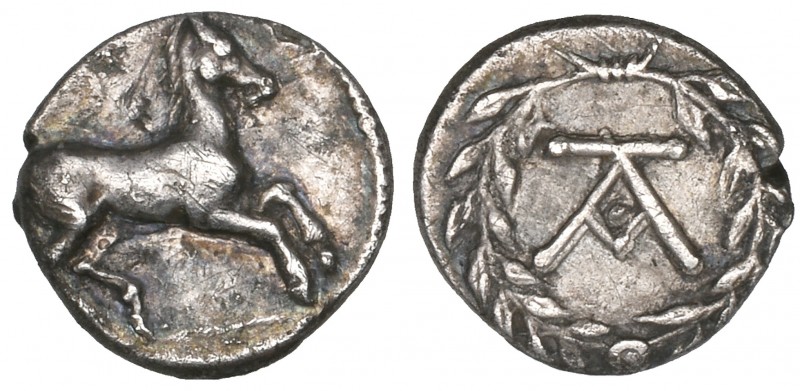 Sicily, Tauromenium, litra, c. 350 BC, free horse galloping right, rev., TA mono...
