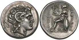 Kings of Thrace, Lysimachus (323-281 BC), tetradrachm, Lampsacus, c. 297-281 BC, head of Alexander the Great right wearing horn of Ammon, rev., ΒΑΣΙΛΕ...