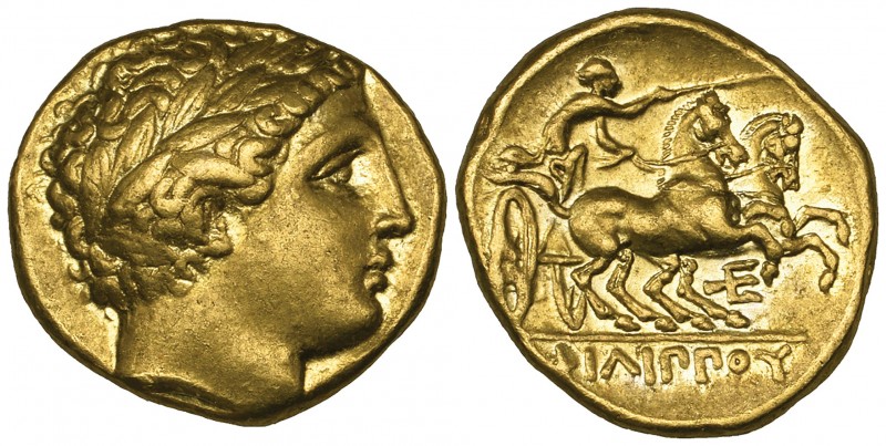 Kings of Macedon, Philip II (359-336 BC), gold stater, Pella, c. 340-328 BC, lau...