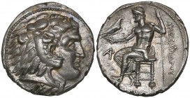 Kings of Macedon, Alexander III (336-323 BC), tetradrachm, Aradus, c. 320-315 BC, head of Herakles right in lion-skin headdress, rev., ΑΛΕΞΑΝΔΡΟΥ, Zeu...