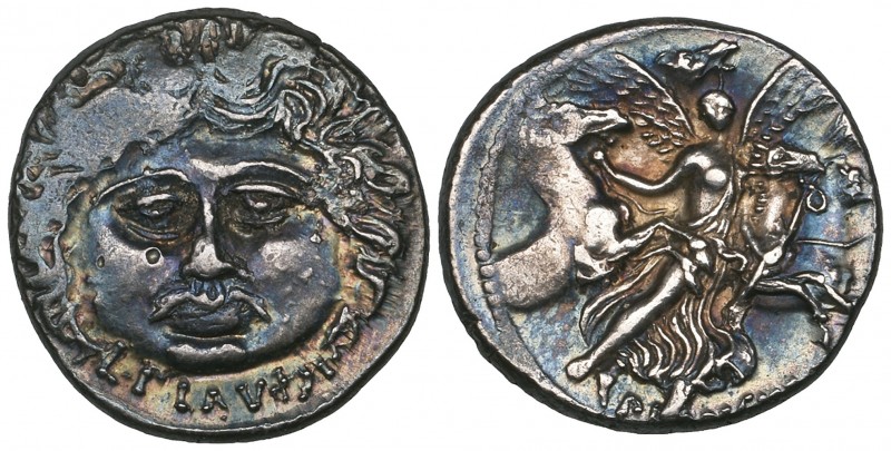 Roman Republic, L. Plautius Plancus, denarius, 47 BC, L. PLAVTIVS, head of Medus...
