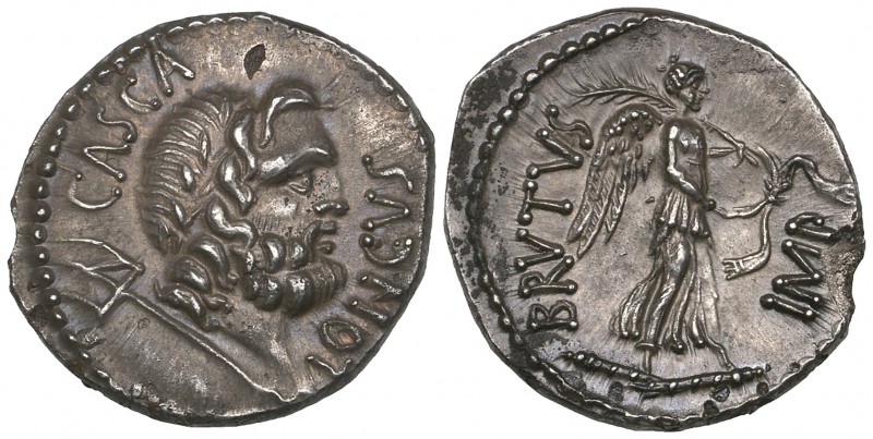 Brutus, denarius, 42 BC, CASCA LONGVS, head of Neptune right with trident below,...